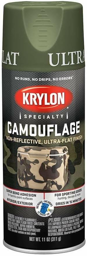 Krylon Camouflage spray Paint, Ultra Flat, Woodland Light Green, 11 oz. - K04296000
