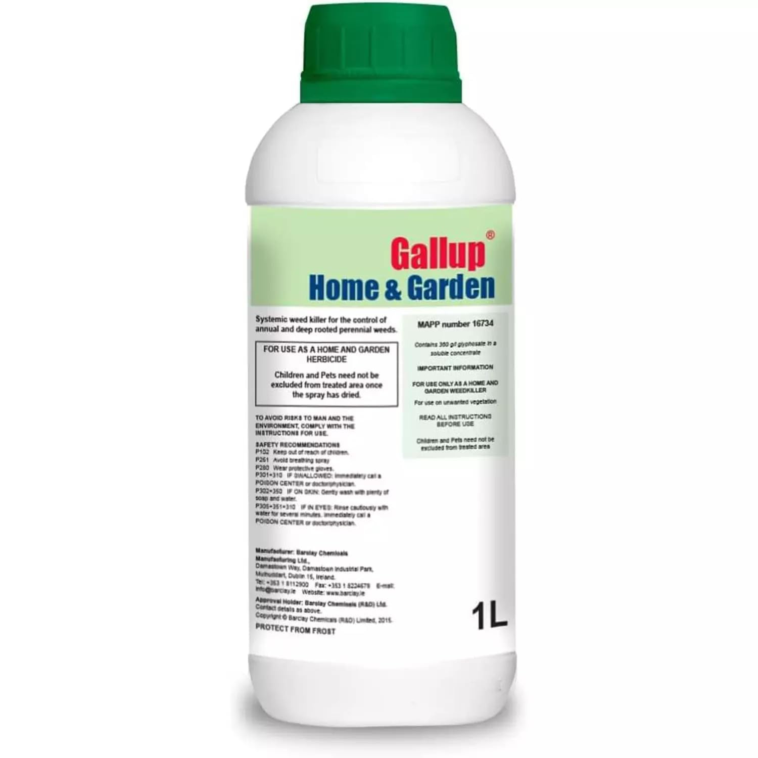Home & Garden Weed Killer 1L - Glyphosate High Industrial Concentrate Strength Herbicide Weed Killer for Effective Perennial Grass & Broad Leaved Weeds