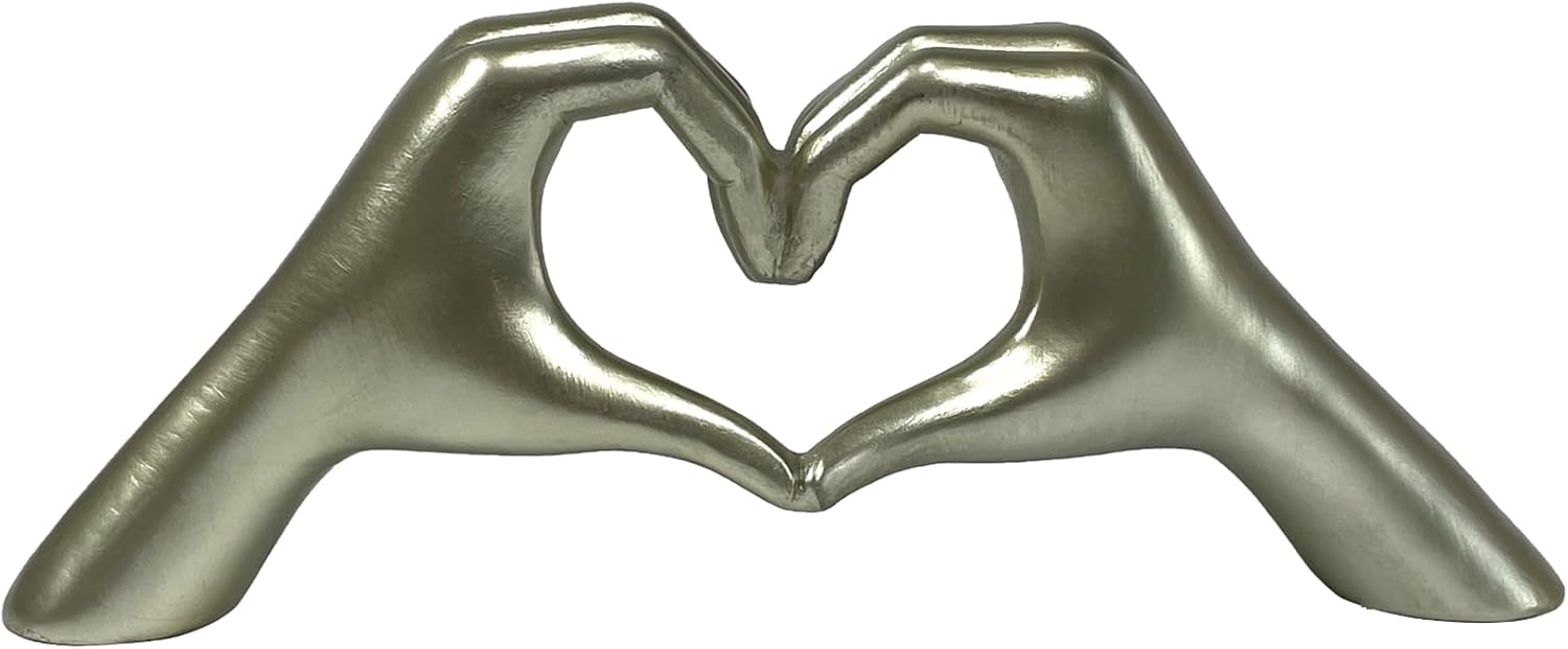 Heart Hands Statue Shelf Decor Champagne Gold,Love Finger Aesthetic Boho Wedding Accents Decorations,Decor for Living Room Bedroom Bookshelf Coffe Table Knick Knacks,Unique Gifts for Women Anniversary