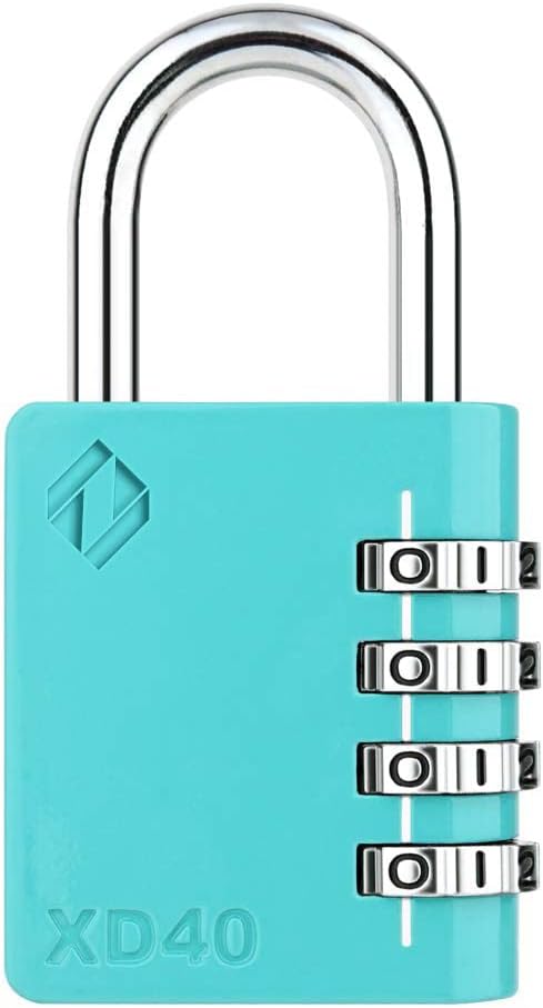 [ZARKER XD40] 4-Digit Heavy Duty Combination Padlock for Gym, School, Locker, Suitcase, Shed, Garage, Fence, Storage, Metal & Steel, Easy Set Your Combo - Emerald 1pack