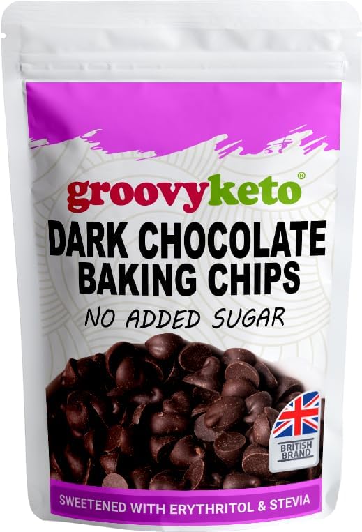 Groovy Keto Sugar Free Dark Chocolate Chips Buttons | Baking Chips | Diabetic Friendly Low Carb Chocolate | Keto Friendly | No Added Sugar | 210g Resealable Pouch