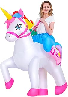 KOOY Halloween Costumes for Women 2024, Inflatable Unicorn Costume Adult Blow Up Ride On Unicorn Costume Funny Halloween Costumes Party, Christmas
