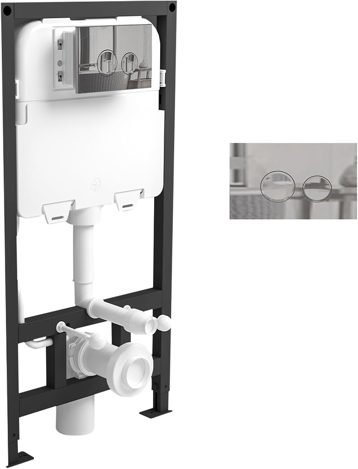 MEJE #MJ-MZE014P- in-Wall Toilet Tank Carrier with Dual-Flush Actuator Plate, White (Compitable with #MZE014P Wall-Hung Smart Toilet)