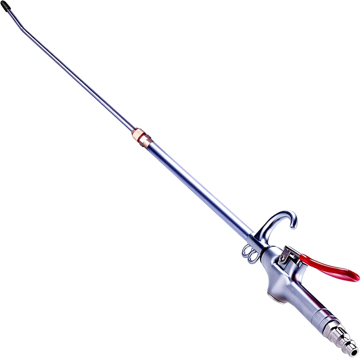 High Volume Powerful Industrial Air Blow Gun, 17-26 Inch Extensible Stainless Steel Air Flow Nozzle, Pneumatic Air Compressor Accessories Tool, Extended Dust Air Blower Gun with 360 Degree Swivel Hook