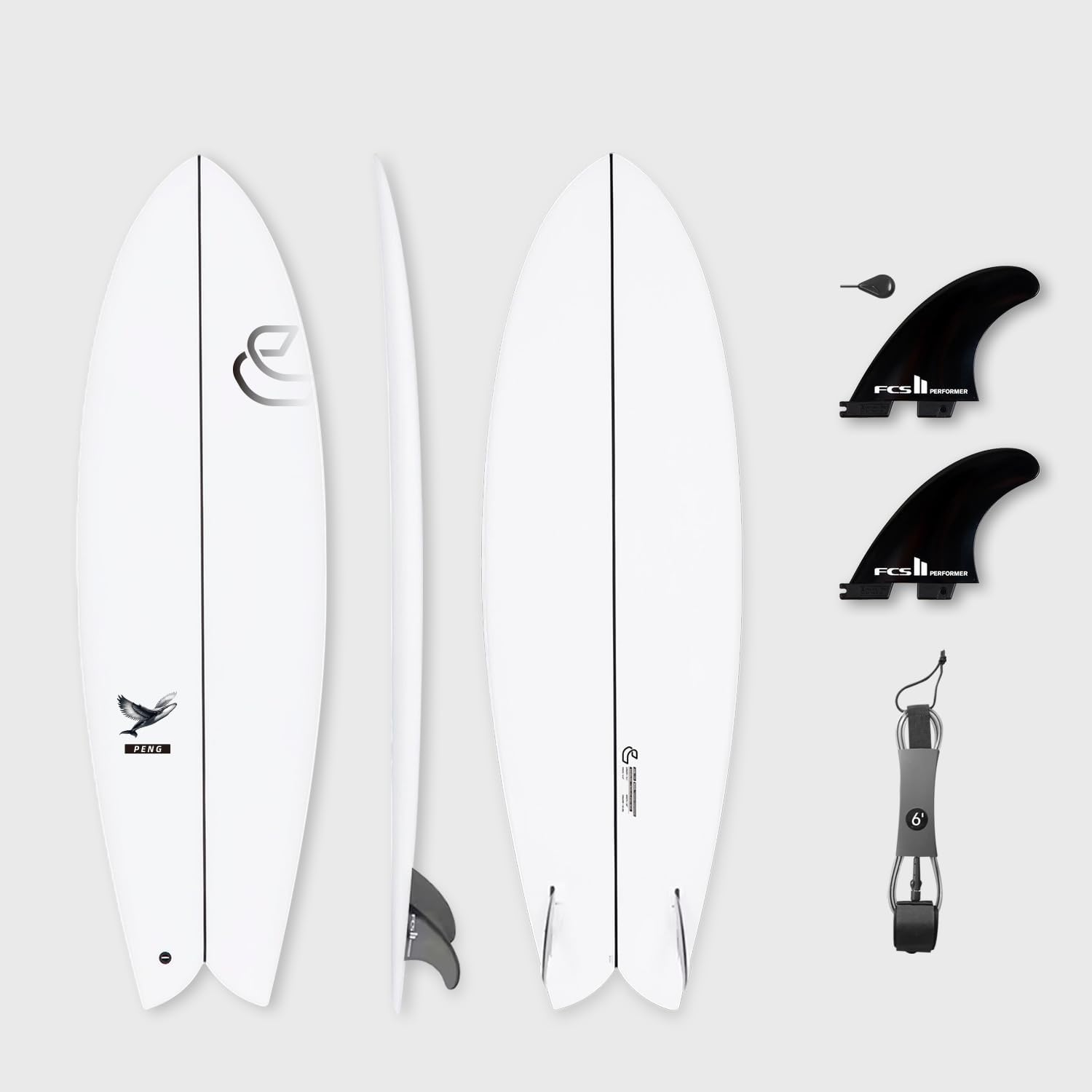 5'8''/6'1" Shortboard 900 FRP with Fin Set and Leash High-Performance Epoxy Surfboard with Wood Stringer, EPS Core, and Carbon Lath