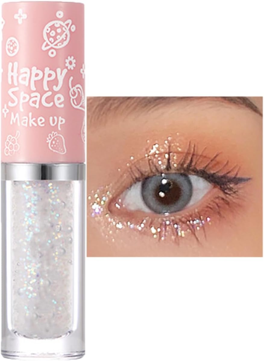 OKAQEE Glitter Eyeshadow - Shimmer White Cream Stick Diamond Liquid Blendable Sparkly Eye Make-up Long Lasting Waterproof Highly Pigmented Quick Drying (White Broken Diamond), Pack of 1