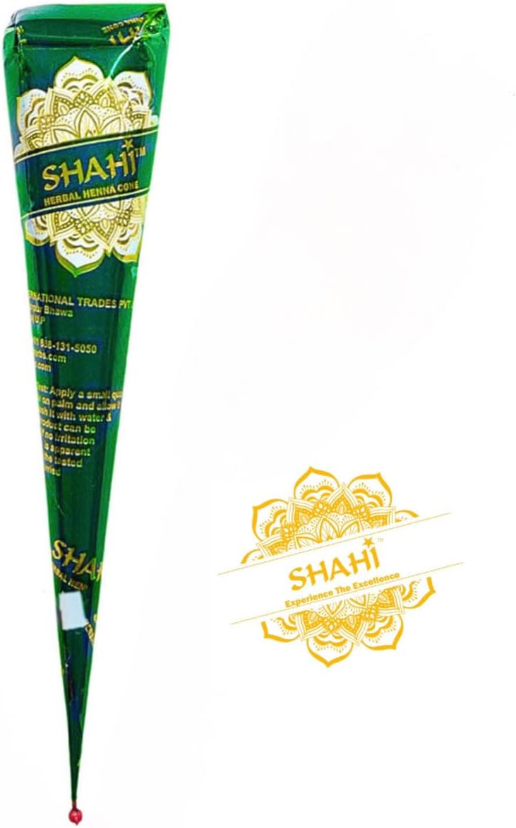 Shahi 100% Natural Henna Cones, Ready to Use Organic Henna Paste Cones, Mehandi Cone Made From Triple Sifted Henna Leaf Powder, Long-lasting Henna Paste for Festivals, Chemical-free, (single cone)