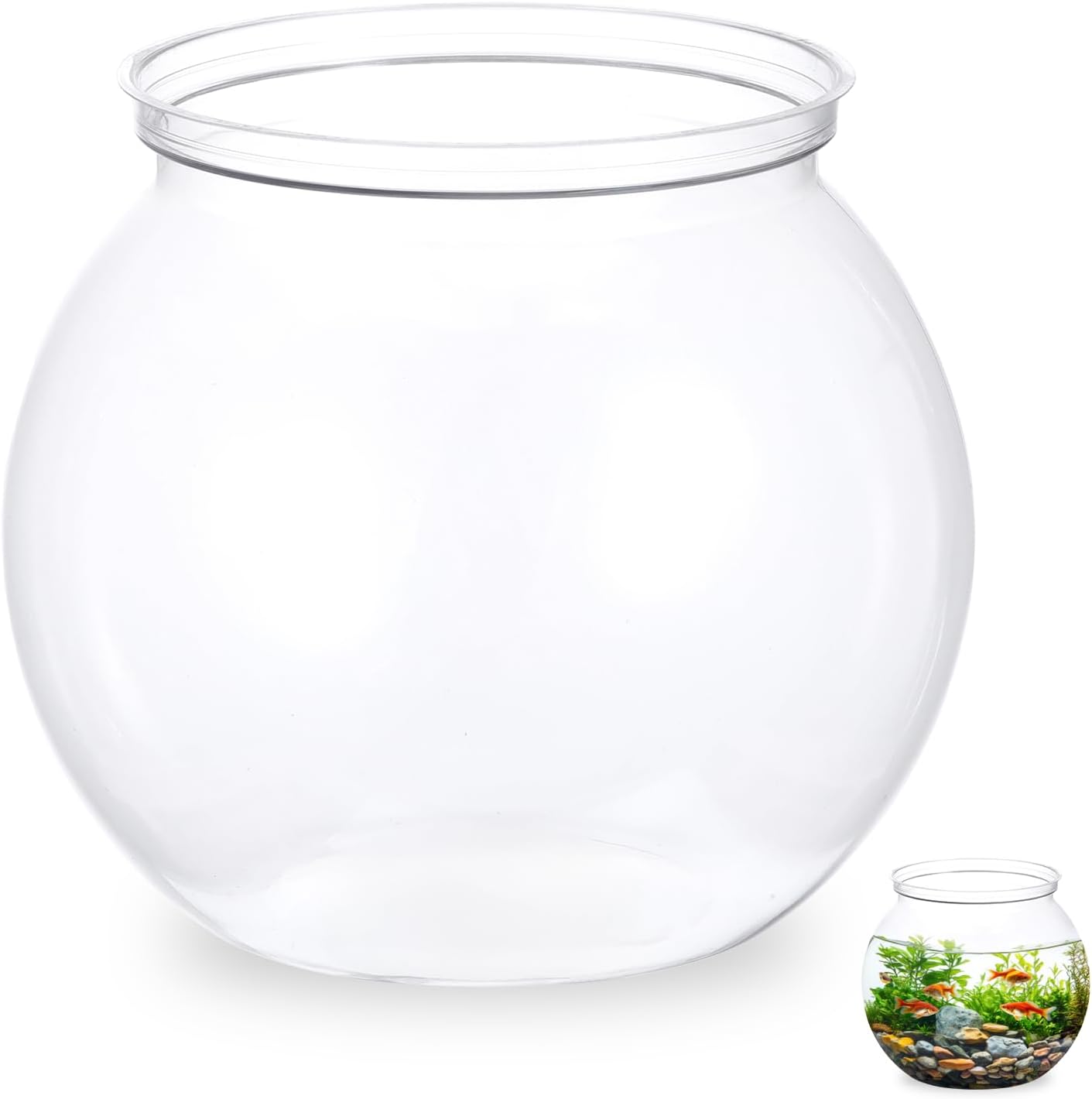 Mini Plastic Fish Bowl 27 oz Decorative Small Fishbowl, Aquarium Fish Bowls Unbreakable Heavy Duty Bowl for Centerpiece Vases, Party Decorations, Pack of 1