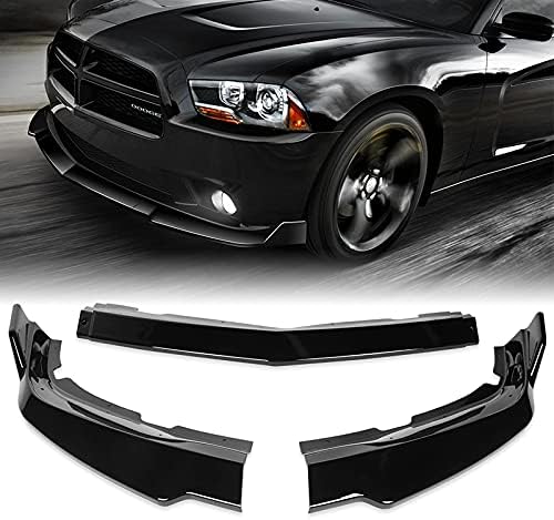 EPARTS 3 Pieces Style Front Bumper Lip Spoiler Splitter Chin Side Body Kit Trim Protection Compatible with 2011-2014 Dodge Charger (Painted Black)