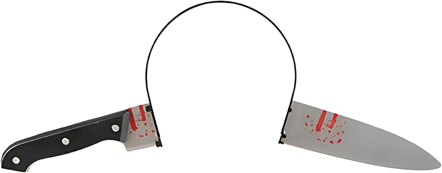 AKH® Halloween Bloody Knife Headband | One Size | Scary Knife Through Head Prop for Horror Accessory Perfect for Halloween Party Fancy Dress | For Adults Kids Unisex