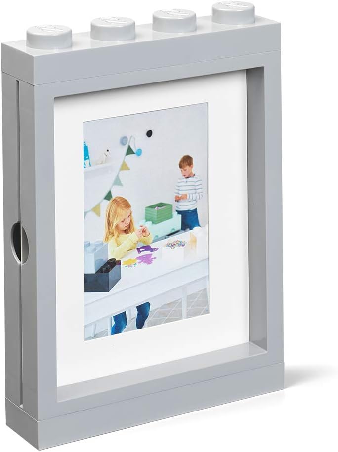 Room Copenhagen Lego Picture Frame - Stackable, Tabletop or Wall Display Photo Frame, Fits 5 x 7 in Photos, Grey