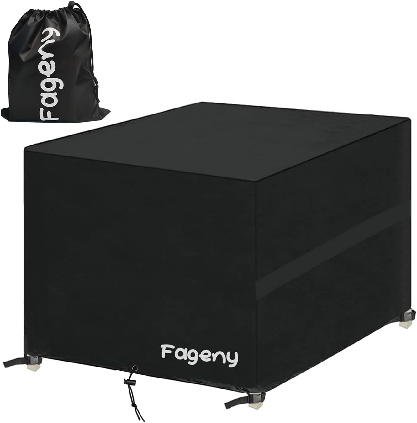 Fageny Cube Garden Furniture Covers Waterproof, 125x125x74cm Tear Resistant Oxford Fabric Outdoor Patio Table Covers Waterproof, Windproof, Anti-UV, Outdoor Garden Table Cover with Storage Bag