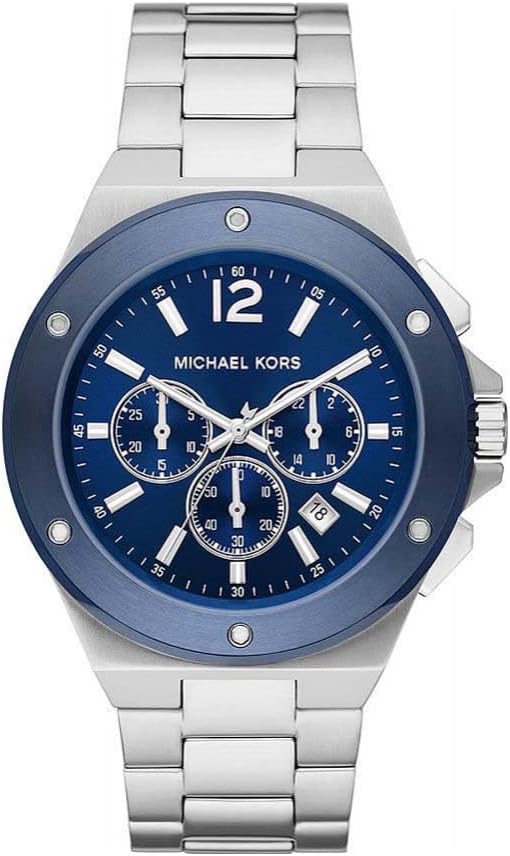 Michael Kors Lennox Watch for Men, Quartz Chronograph with Stainless Steel Strap
