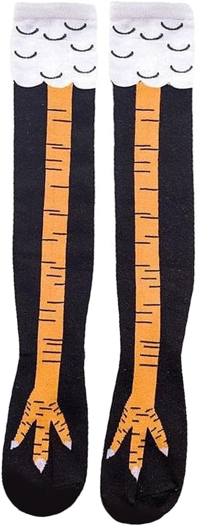 Tabanzhe 1 Pair Chicken Legs Socks - Crazy Funny 3D Cartoon Animal Socks, Knee-High Casual Cotton Socks for Cosplay and Hen Party Accessories