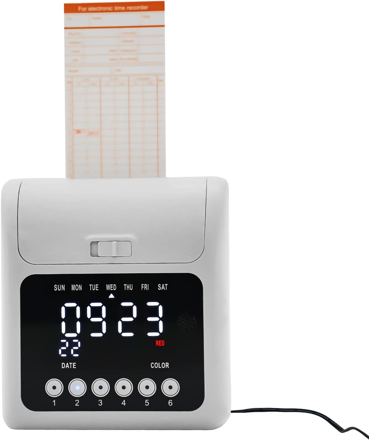 Electronic Calculating Time Clock, Employees in/Out Time Tracker, Small Business Punch Pack Bundle with 50 Time Cards, Ribbon