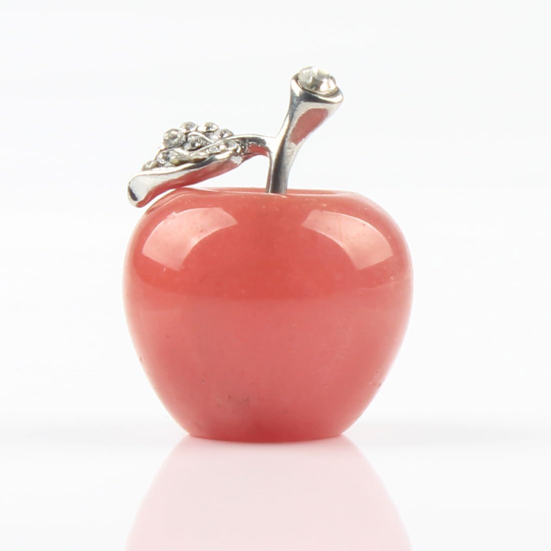 30mm Cherry Quartz Carved Crystal Apple Statue Desk Decor Collectible Figurine