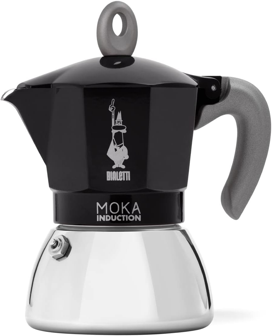 Bialetti - Moka Induction, Moka Pot, Suitable for all Types of Hobs, 6 Cups Espresso (9.4 Oz Espresso), 280 ml, Black