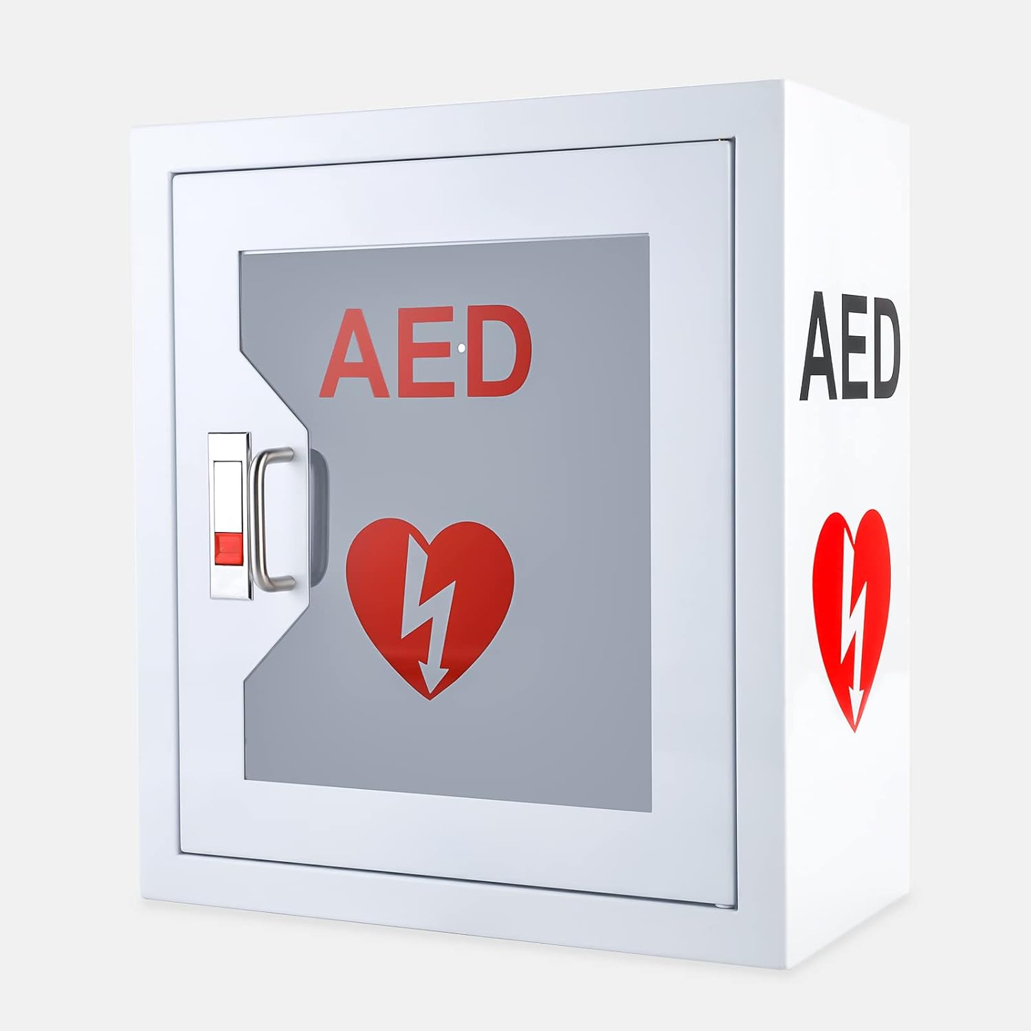 AED Defibrillator Wall Mount Storage Cabinet, CMXIKJ Stainless Steel AED Cabinet with Snap Lock, fits All Brands Cardiac Science for Home, Office, Hospital and Public Places, 14.1 x 7 x 15.7 Inch