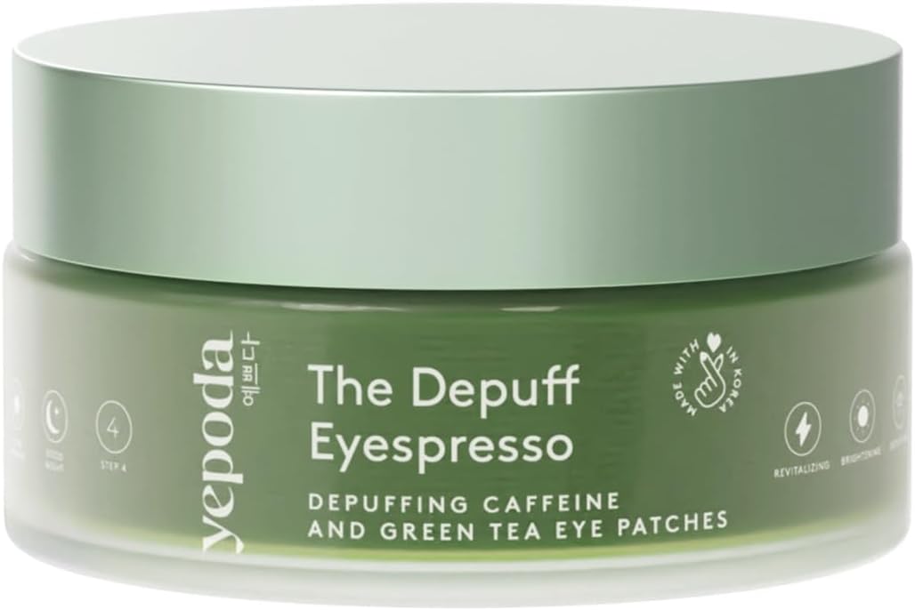 Yepoda The Depuff Eyespresso, Depuffing Caffeine & Green Tea Eye Patches, Reduce Puffiness & Rejuvenates Tired Under Eye Area, Vegan Korean Eyepatches for All Skin Types, 60 pcs / 90 g