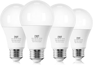 100W Equivalent Bright LED Light Bulbs, Daylight White 5000K A19 Lightbulbs, Focos LED para Casa, for Kitchen Bedroom Indoor, 1500 Lumens, E26 Standard Base, Non-Dimmable, 4-Pack