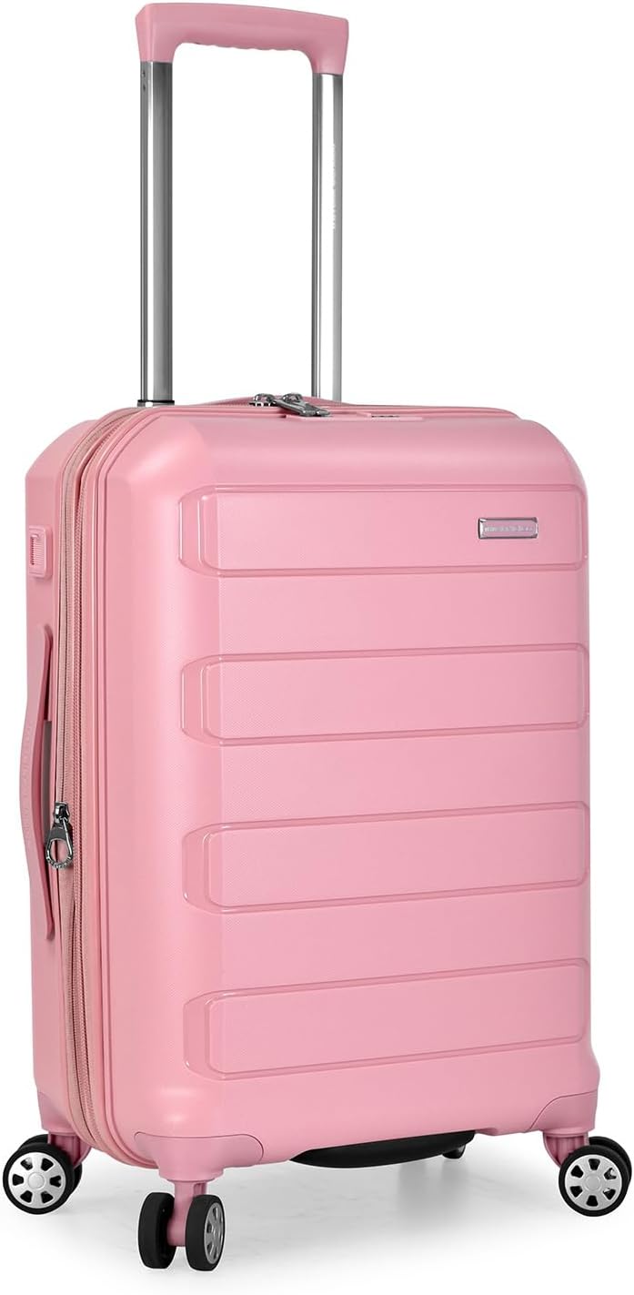 Traveler's Choice Pagosa Indestructible Hardshell Expandable Spinner Luggage, Pink, Carry-on