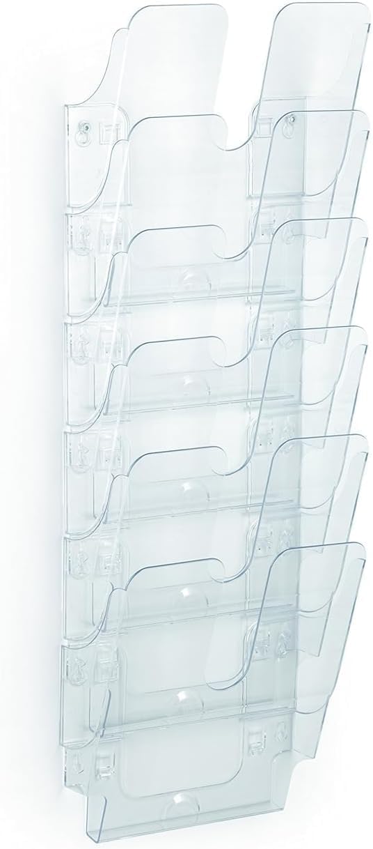 Durable FLEXIPLUS 6 A4 Portrait Literature Holder - Transparent - Easy To Install Wall Mounted Document Holder - Perfect For Flyers, Brochures, Etc.