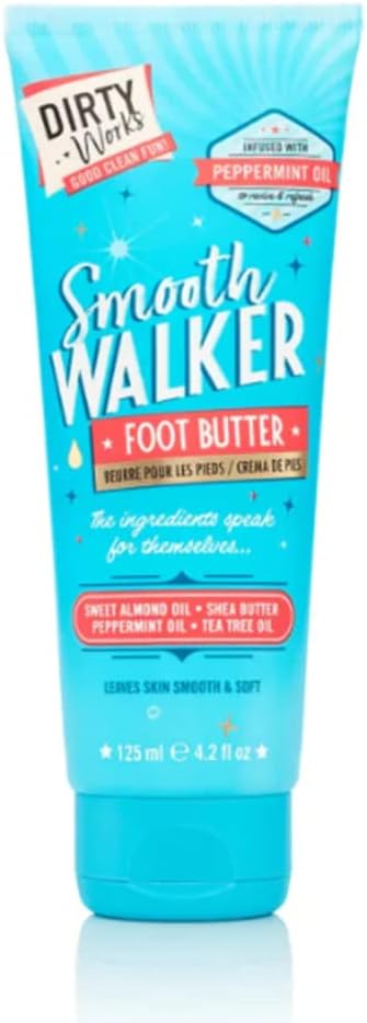 Dirty Works Smooth Walker Foot Butter, Vegan Peppermint Foot Cream, 125ml