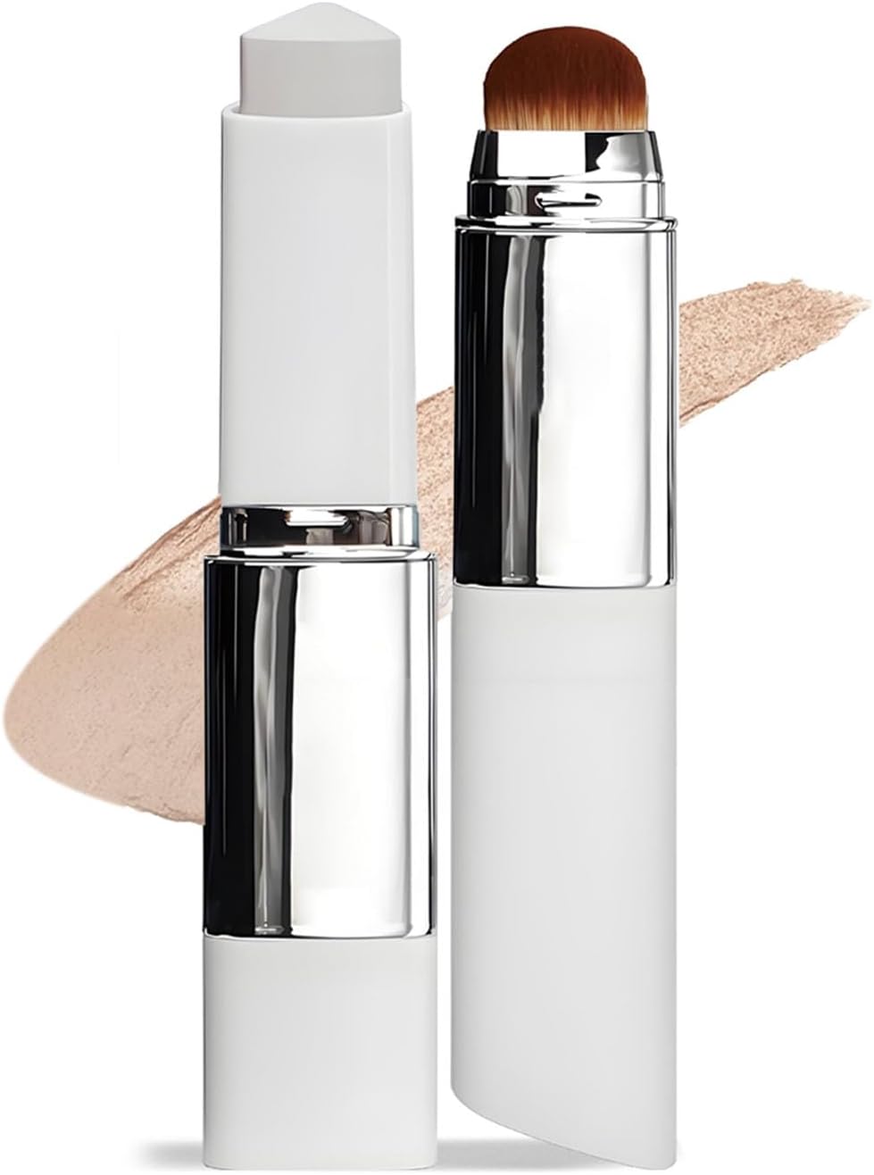Color Changing Foundation Stick with Detachable Brush, Full To Medium Coverage Base Makeup, Color-Changing Make-up, Suitable for All Skin Types (Natural colour)