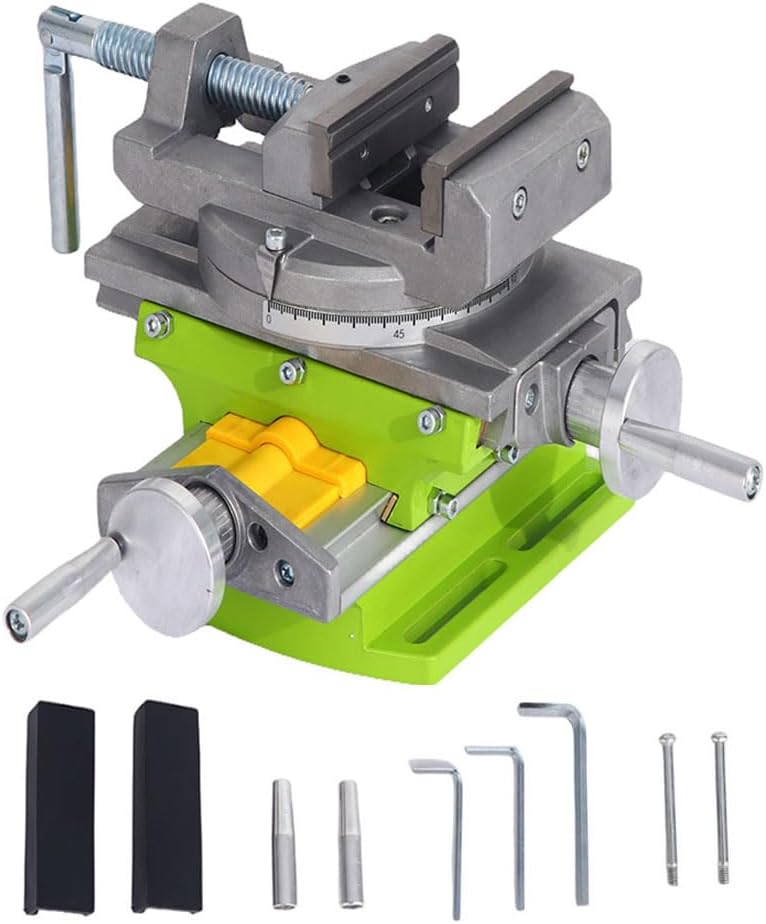 Rotary Table 90 ° 3" Cross Slide Drill Press Vise Horizontal Precision Milling Drilling Machine Vernier Reading Milling Drilling Boring