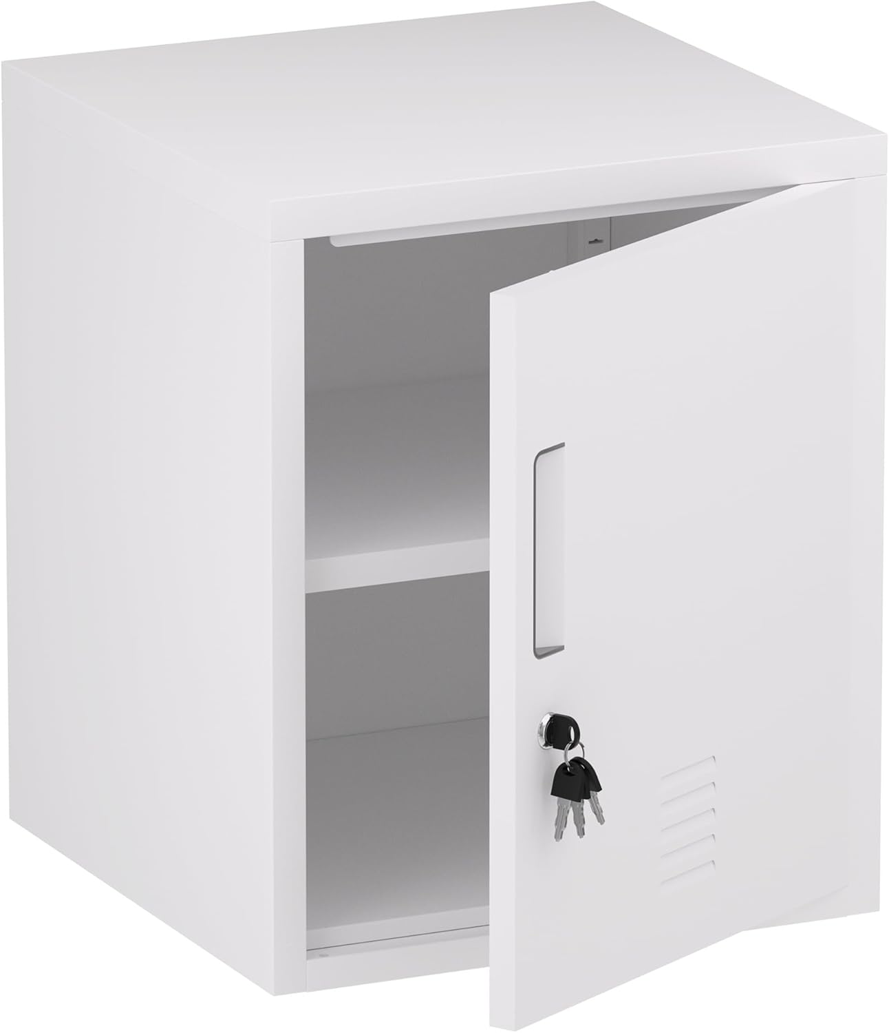 Metal Storage Locker Cabinet with Locking Door and Adjustable Shelf for Home Office Living Room Workshop Organization (White)
