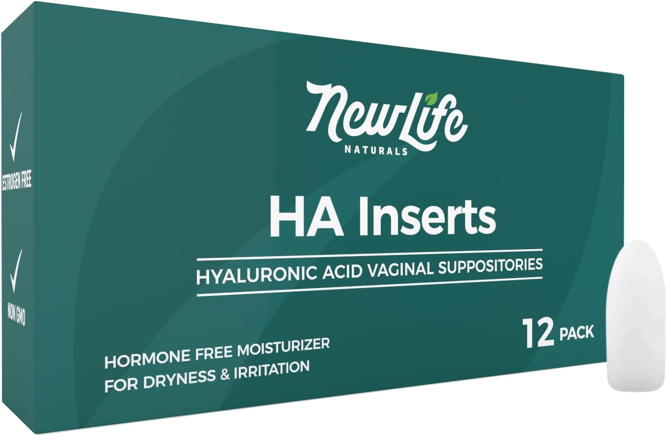 NewLife Naturals Hyaluronic Acid Vaginal Suppositories for Women 5 MG | Vaginal Moisturizer for Dryness Irritation Menopause Relief Support, 12 Inserts- 30 Day Supply USA