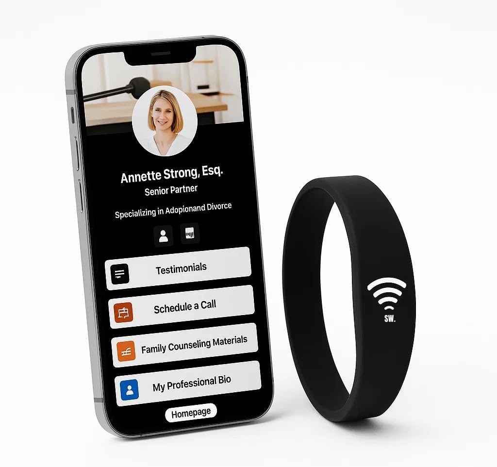 Digital Business Card Bracelet, Tap to Share Bracelet, Medical Alert Bracelet, Fundraising Bracelets, Networking Bracelet, Compatible with iPhone and Android