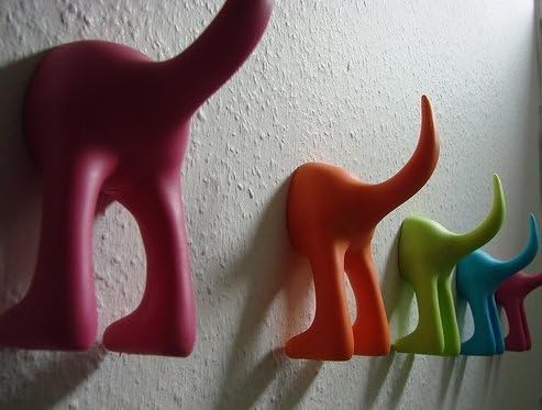 Ikea Set 6 Dog Tail Hooks Assorted Colors Pet Leash Hanger Hat Coat Key Holder Wall Organizer Bastis by IKEA Office Product