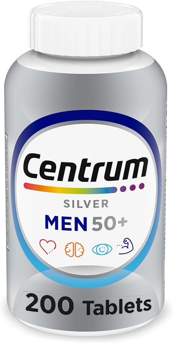 Centrum Silver Men's 50+ Multivitamin with Vitamin D3, B-Vitamins, Zinc for Memory and Cognition - 200 Tablets