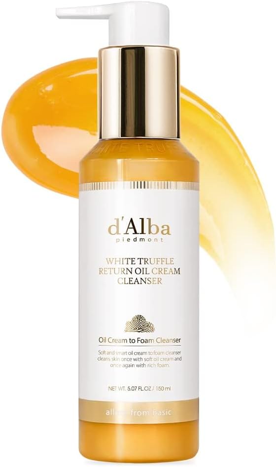 d’Alba Italian White Truffle White Truffle Return Oil Cream Cleanser, Vegan, Easy One Step Cleaser that Removes Sebum + Makeup Removal, Suitable for Sensitive Skin