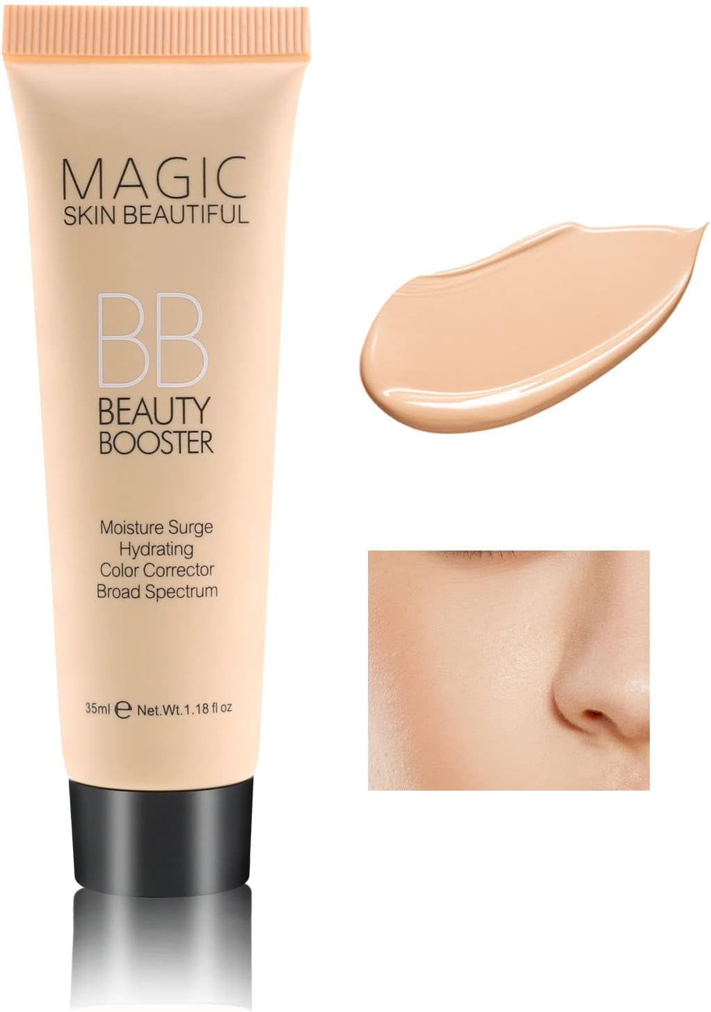Boobeen Hydrating BB Cream - Full-Coverage Foundation & Concealer, Color Correcting Tinted Moisturizer for All Skin Types - Evens Skin Tone