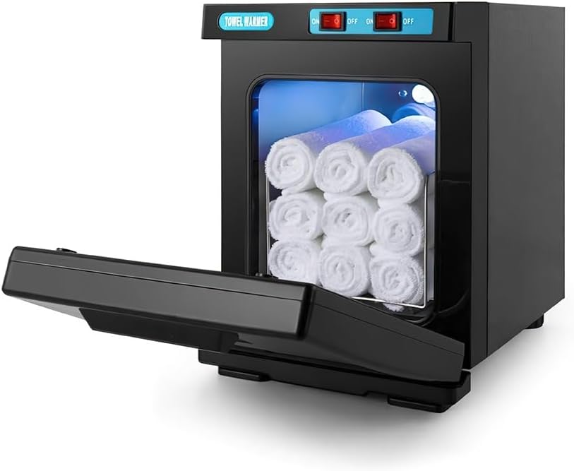 UOAESR Hot Towel Warmer Cabinet, 5L Hot Towel Warmer, 176°F Professional Heater Cabinet for Facial Spa, Hair Beauty, Massage, Salon Equipment and Home (Black)