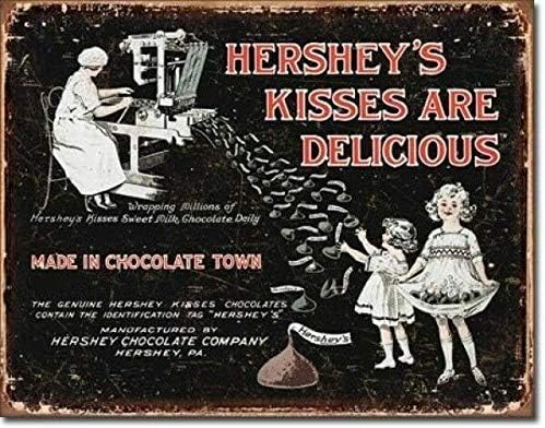Metal Signs Style Hersheys Kiss Milk Chocolate Metal Tin Sign Vintage Mural Hanging For Teenage Patio Garden Pub S