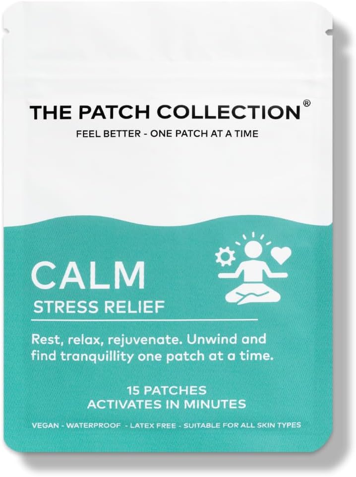 Ultimate Calm Patch for Stress & Anxiety Relief, Mind & Mood Support | Ashwagandha, Valerian Root, Passion Flower, Vitamin B | 8 Hour Calmness | Vegan & Latex Free (Pack of 15)