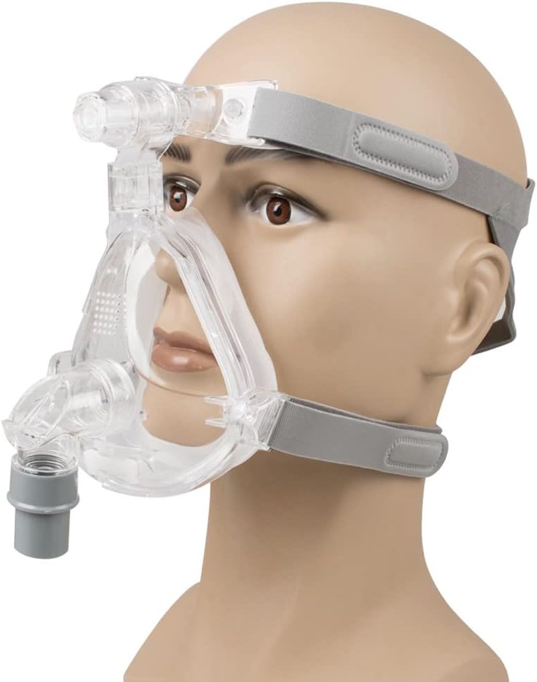 Full Face Mask Silicone Gel with Free Adjustable Headgear Clips for Sleep (L)