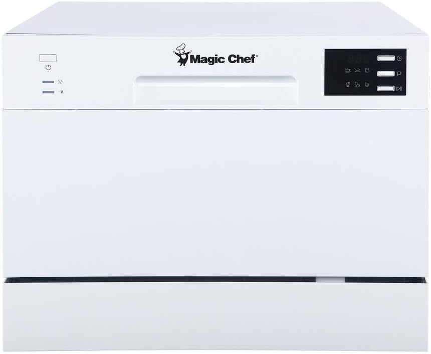 Magic Chef MCSCD6W5 Energy Star 6-Place Setting 6 Plate Countertop Dishwasher, White