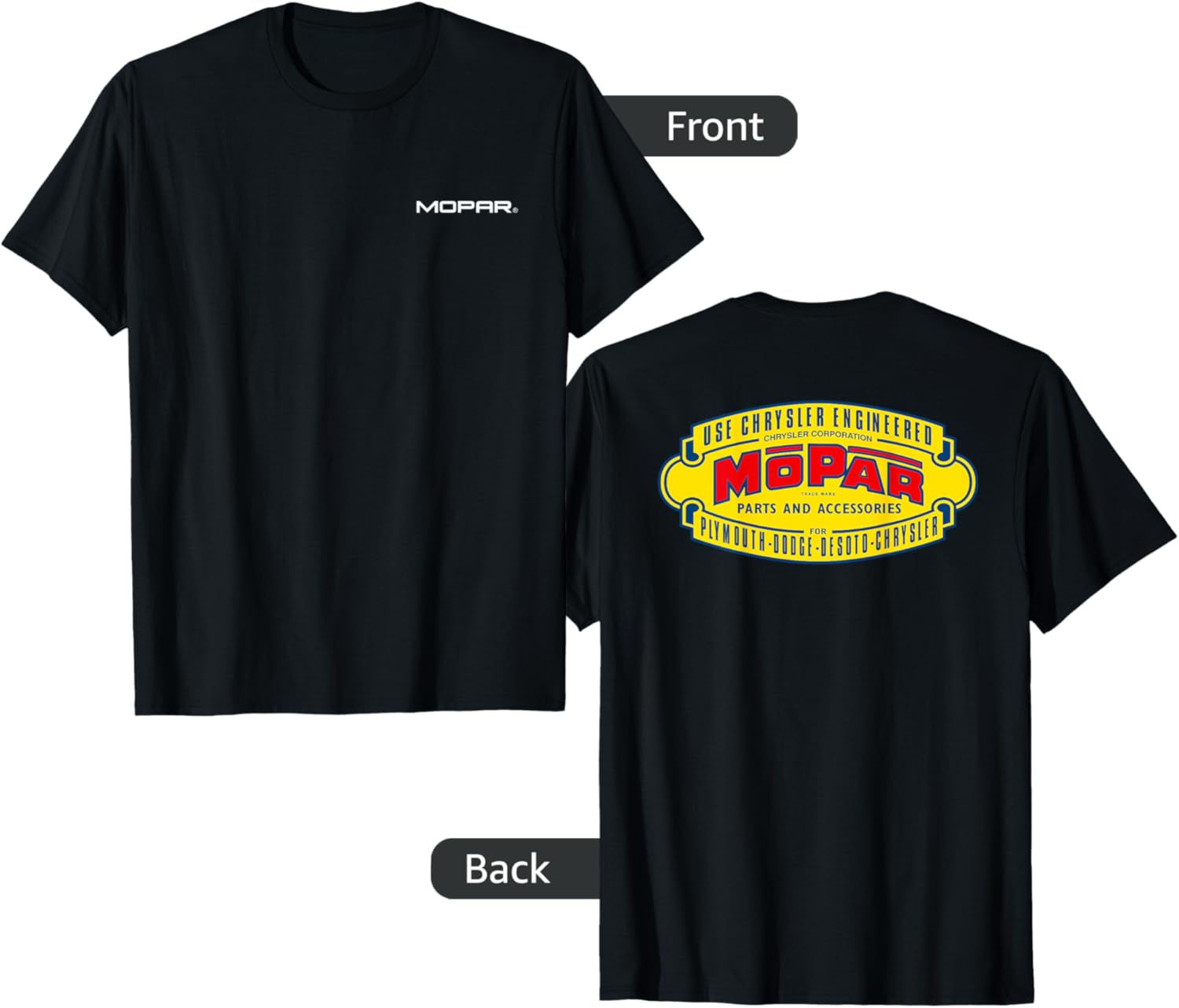 Mopar Vintage 1937-1947 Logo (Front/Back Print) T-Shirt