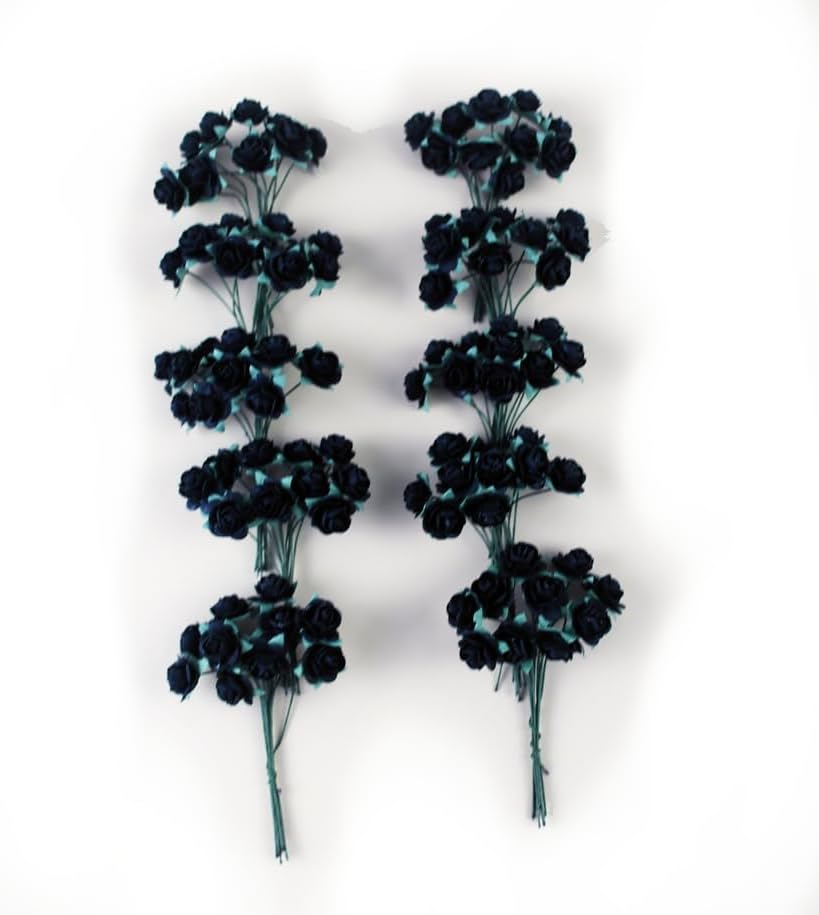 100 pcs Mini Mulberry Paper Roses Tiny Artificial Flowers Black Color Mulberry Paper Flower 15-18mm Flower Wedding Scrapbooking Handmade (15-18 mm)