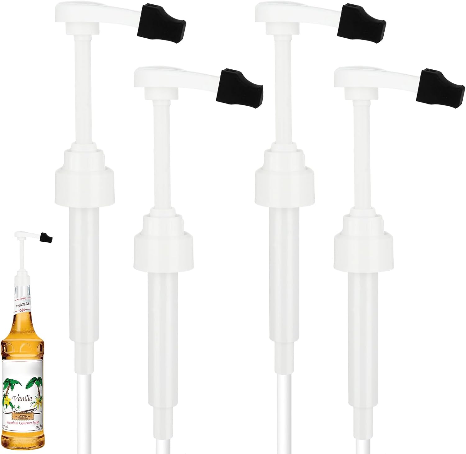 Syrup Pump for Monin 750ml Glass Bottle, White Coffee Syrup Pump with Tip Cover Included (4)