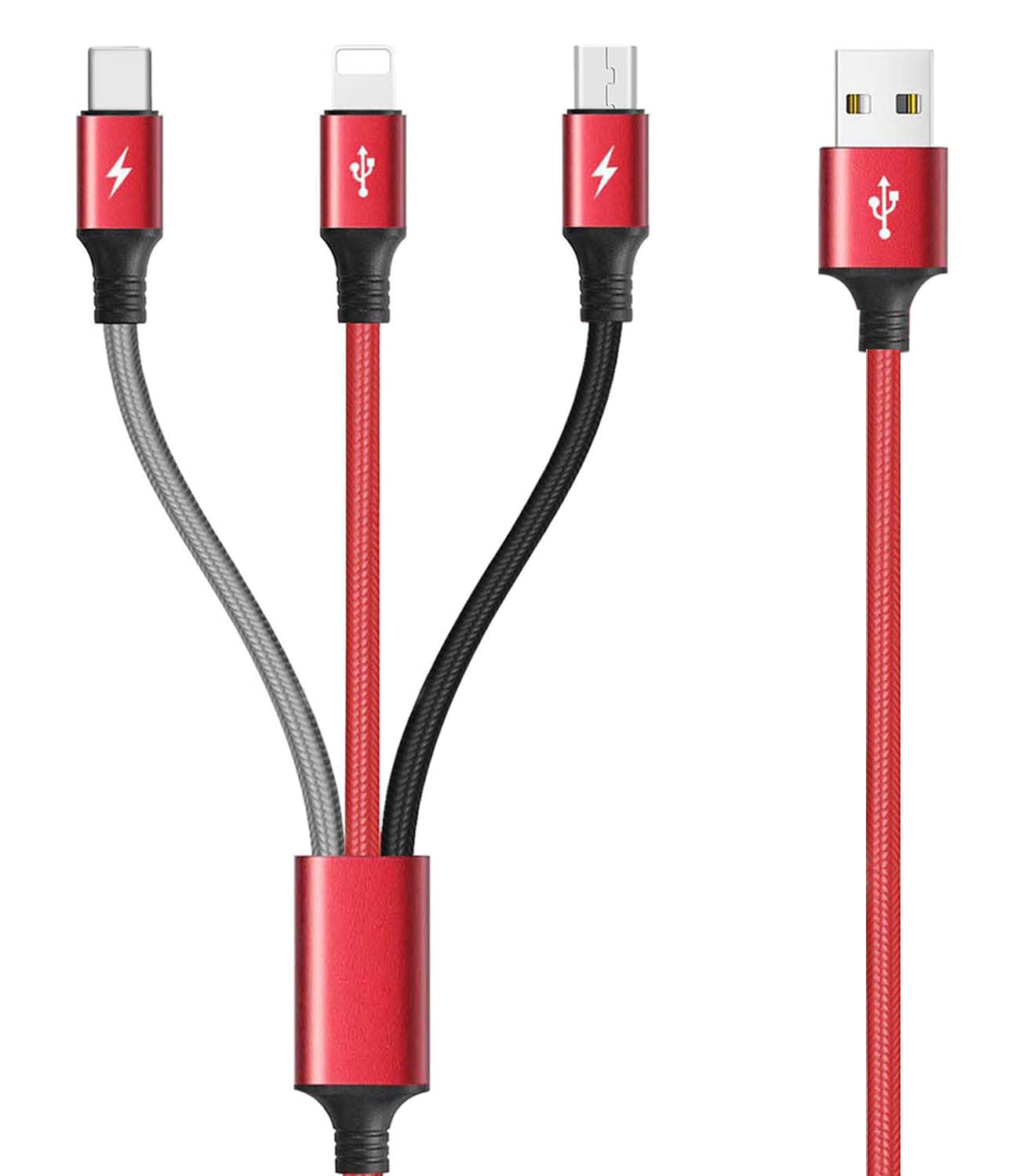 Minlu 3 in 1 USB Charging Cable, Multi Charger Cable [4A] 3m Charging Cable with iP/Type C/Micro USB Ports, USB Fast Charger Cable for Phone 16/15/14/13/12/11/Xs/X/Samsung Galaxy/Huawei/Pixel/Tablets