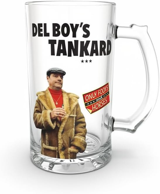 Only Fools and Horses Dave's Beer Tankard Glass Retro 80s TV Show Novelty Beer Mug for Pint/Mini Classic Beer Yellow Color Gifted Box for Him, Show fan's & Collector licensed Merchandise (Pack of 1)