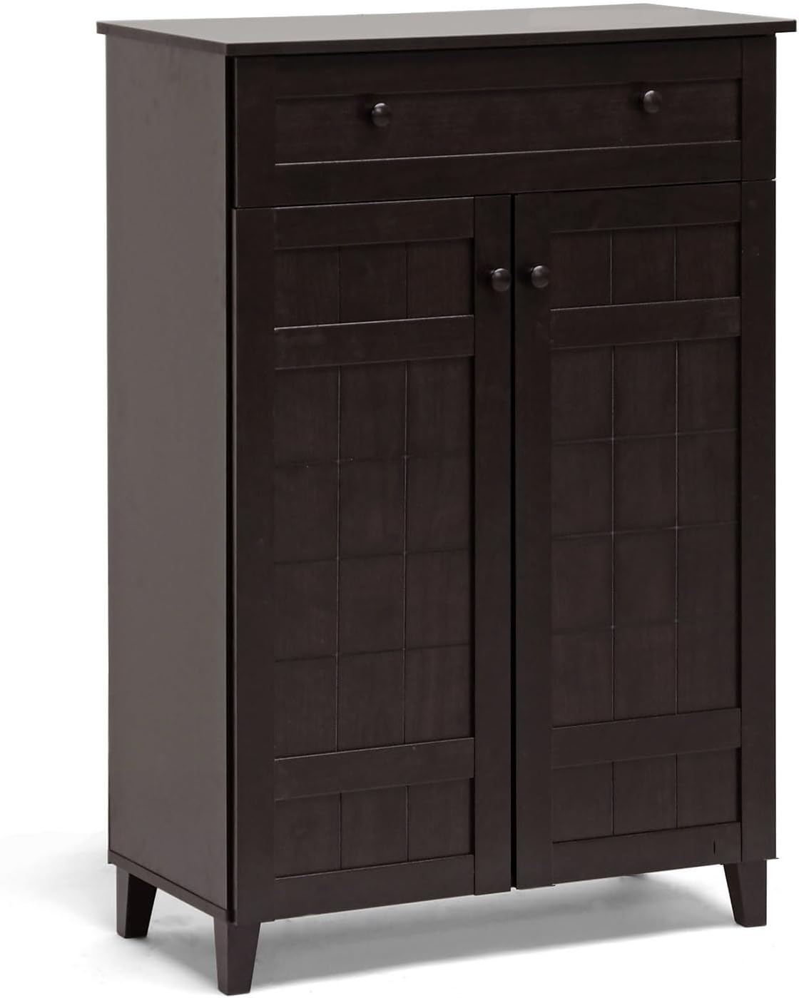 Bazton Studio Glidden Dark Brown Wood Modern Shoe Cabinet (Tall)