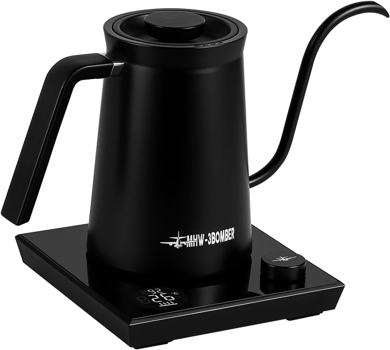 MHW-3BOMBER Gooseneck Electric Kettle, ±1℉ Temperature Control Kettle with LED Display and 90°Vertical Flow, BPA-Free Pour Over Kettle, For Pour-Over Coffee, Tea, Black BK6058B