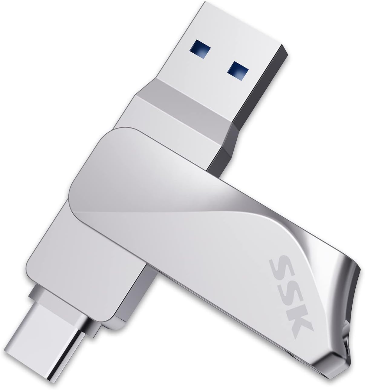 SSK 128GB USB C Flash Drive Dual Drive 2 in 1 OTG USB A 3.2 + Type C Memory Stick Thumb Drive, Thunderbolt Pendrive up to 200MB/s Transfer Speed Photo Stick for Android Phones/Tablets/Mac/Laptop