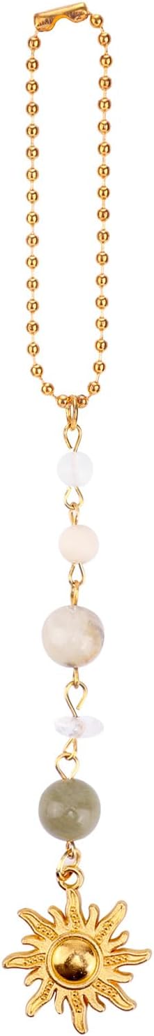 Sun Hanging Car Charm, Crystals Stones Ornament Boho Dangling Car Ornaments Cute Car Rear View Mirror Hanging Boho Car Accessories Sun Hanging Car Accessories for Men Women